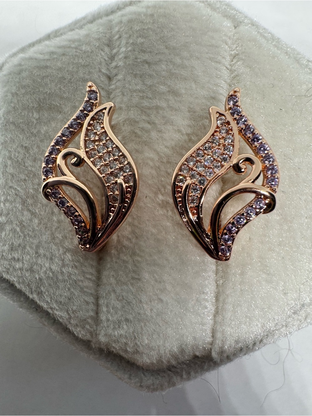 Vintage Rose Gold Plated Cubic Zirconia Earrings